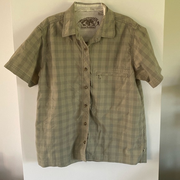 ROYAL ROBBINS GO EVERYWHERE fishing mining travel shirt cargo L plaid - Picture 1 of 6
